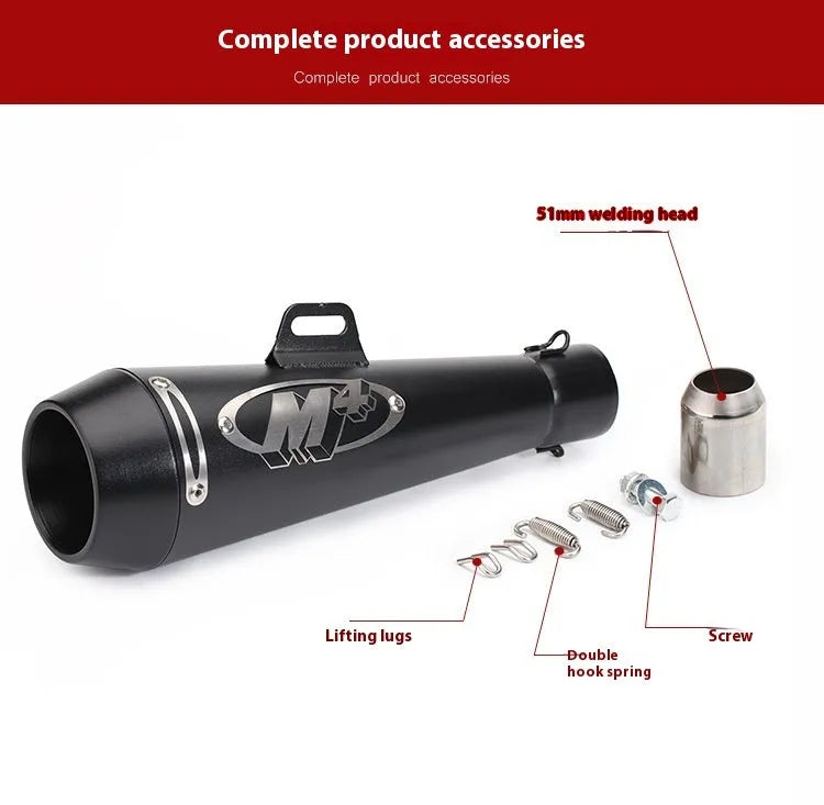 Universal M4 style motorcycle exhaust pipe in various colour finishes for large displacement bikes.