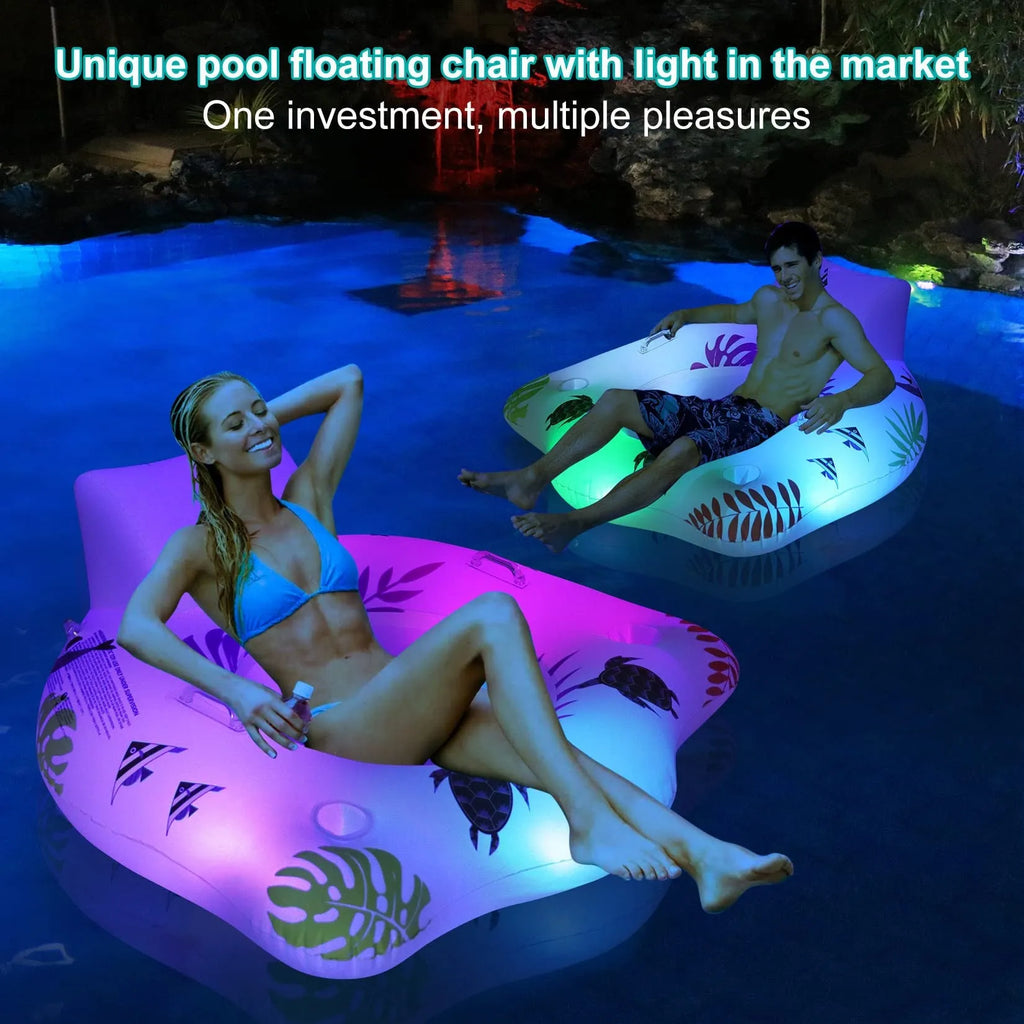 White U-shaped luminous inflatable float seat on water
