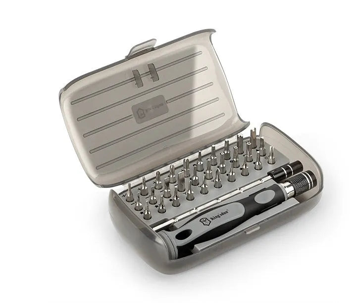 32-in-1 screwdriver set with 30 bits in compact storage case, CRV steel construction with PP plastic handle
