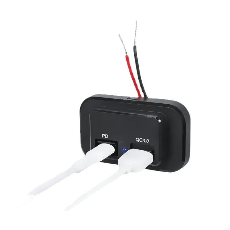 Black UCC-328QC+PD fast car charger with single TYPE-C port for 36W QC3.0 and PD3.0 charging.