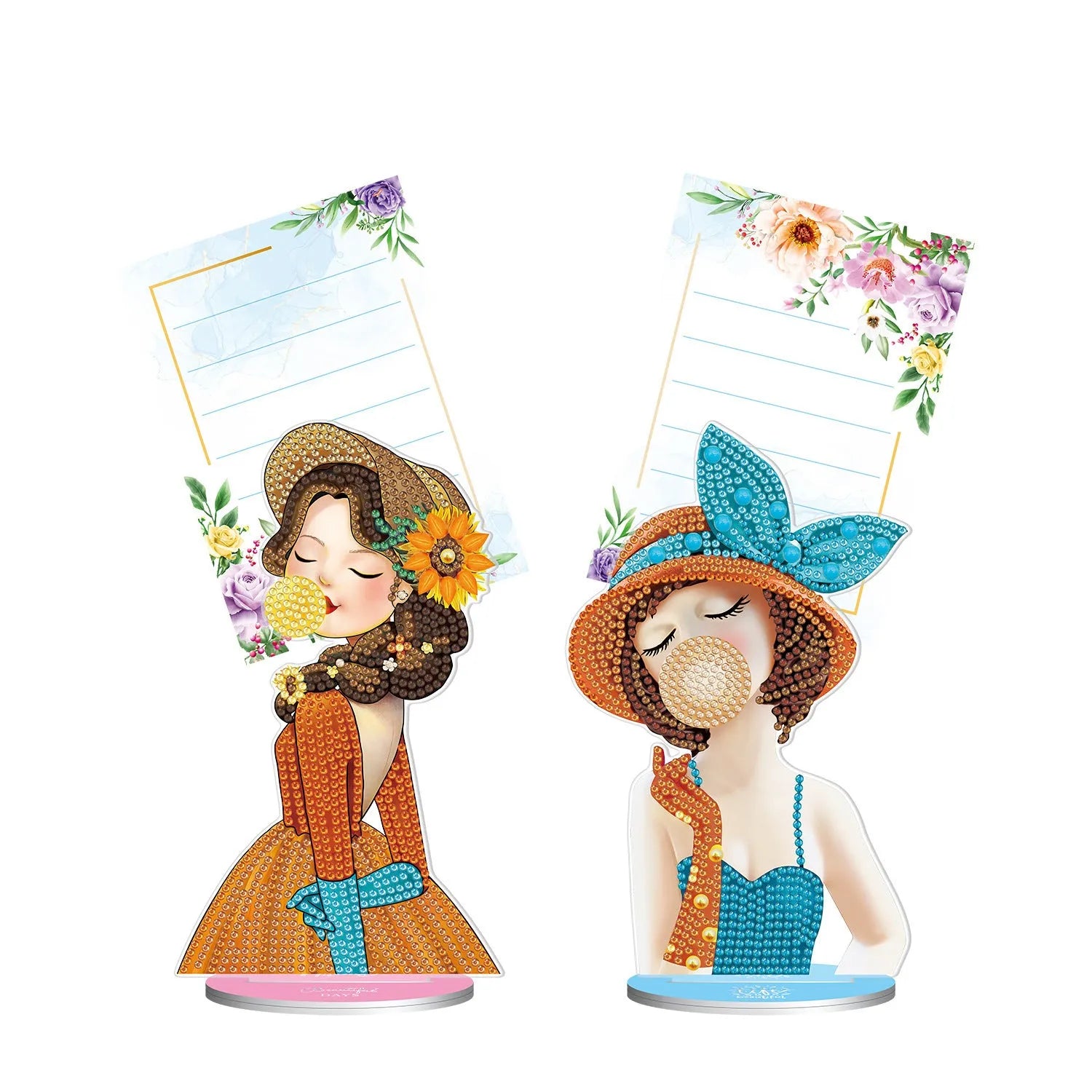 Handmade American style decorative note clip with diamond picture on desktop