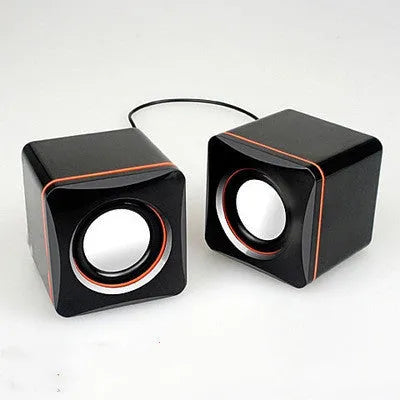 Small square black USB computer speaker with compact desktop design for PC audio