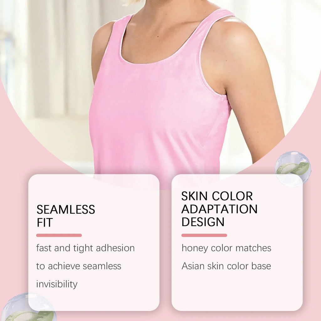 Two translucent chest patches with adhesive backing for discreet skin coverage and hydration