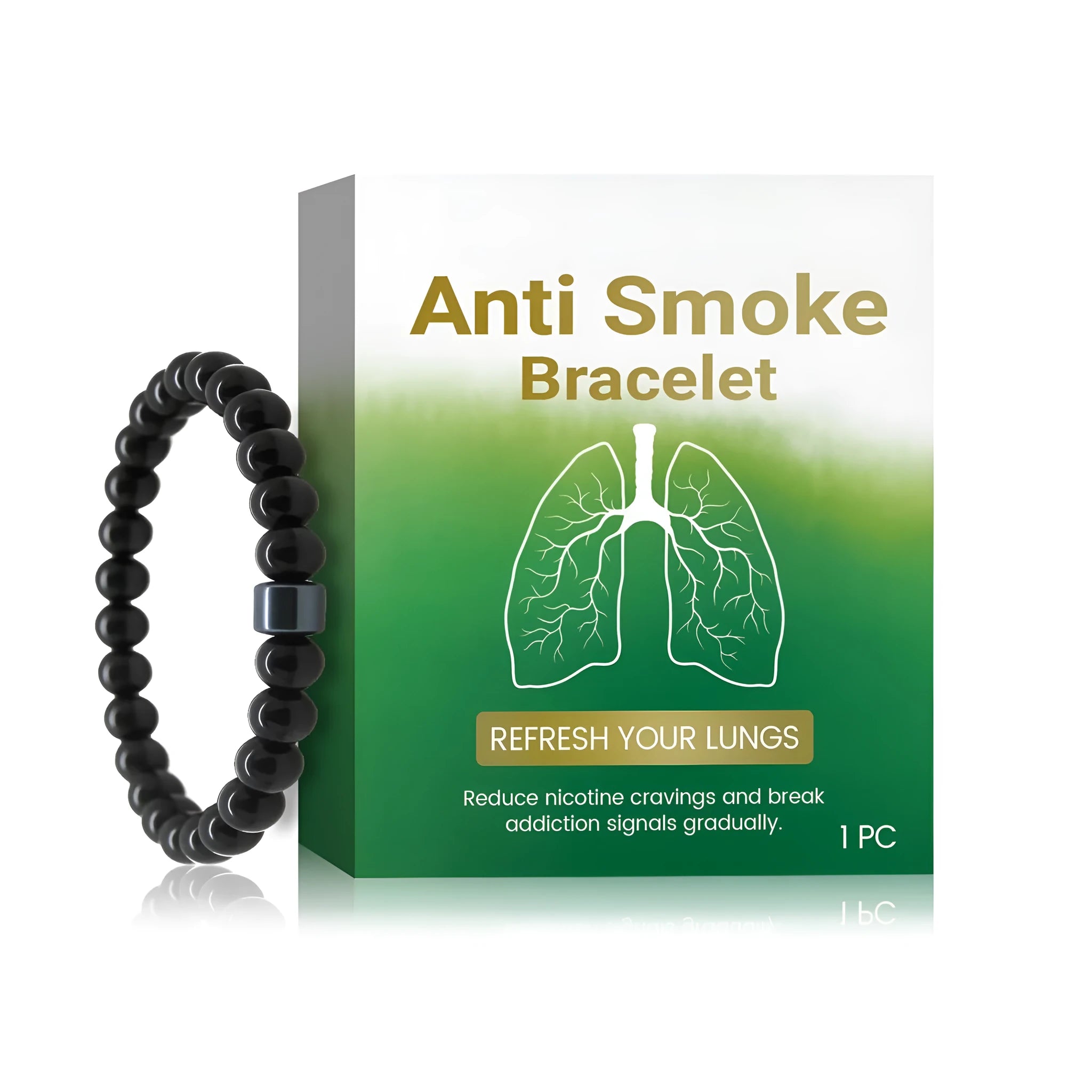 Men's smoke prevention bracelet made from glass and black gallstone materials