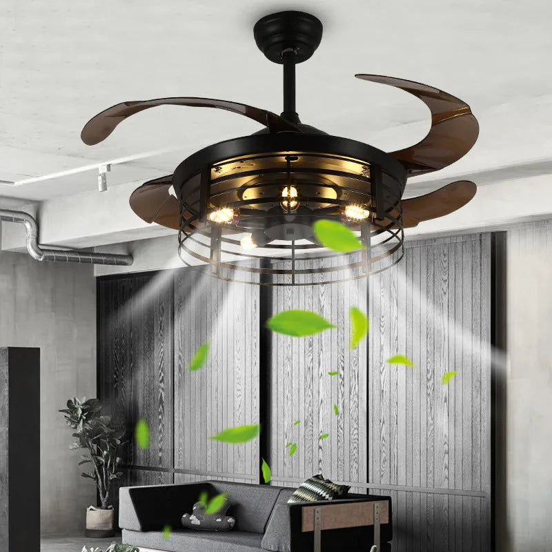 42 inch industrial style ceiling fan lamp with acrylic blades and remote control