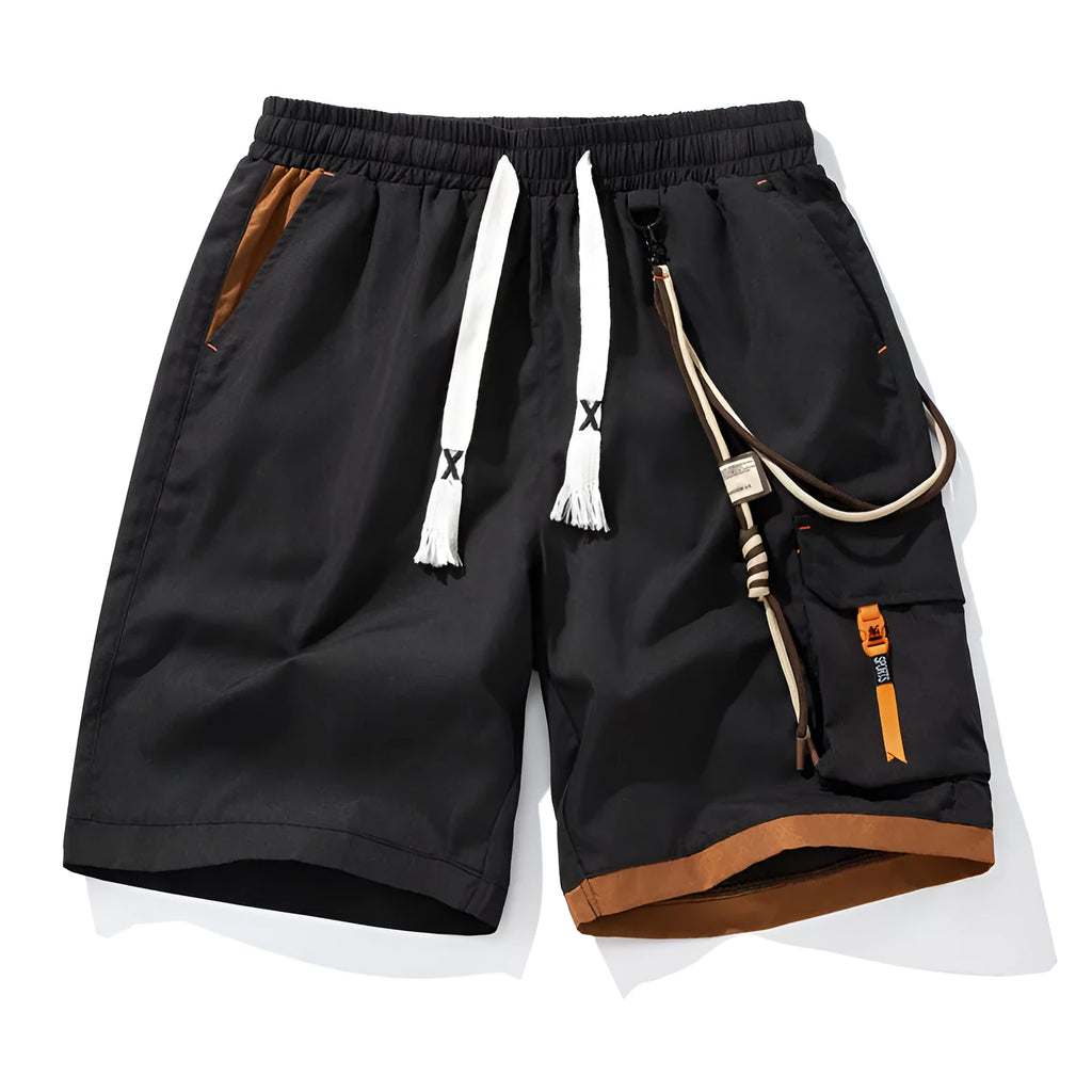 Men's plus size straight-leg cropped sports shorts in bamboo fibre fabric, shown in coffee colour