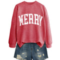 Cotton round neck long sleeve sweater for women in blue with white colour map