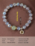 Moonstone Buddhist prayer beads bracelet with electroplated finish and Kwan-yin mouse design