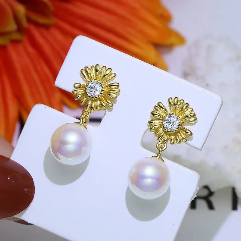 Baroque flower-shaped S925 sterling silver earring frames and a ring holder on a plain background.