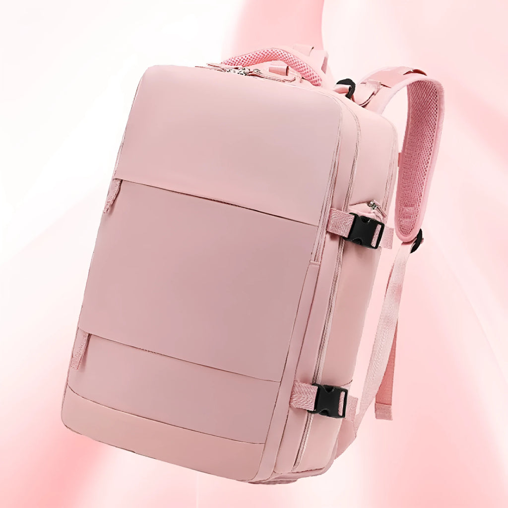 Large capacity nylon luggage backpack for men in black, pink, dark grey or light grey with waterproof anti-theft features
