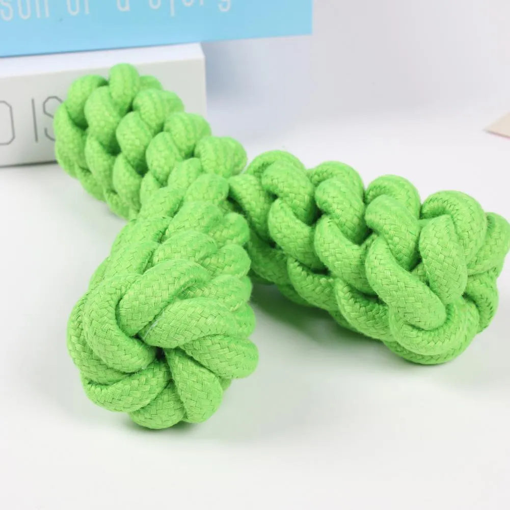 Blue Y-shaped cotton rope dog chew toy for large dogs showing dental health design