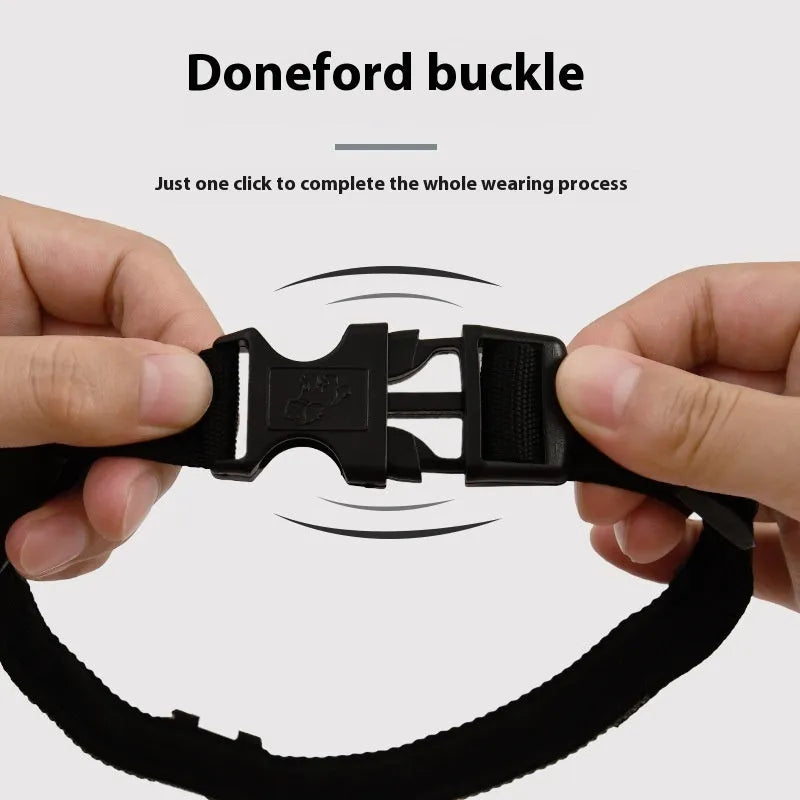 Black LED luminous dog collar with cartoon pattern and attached hand rope for walking