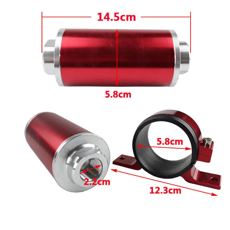 Aluminium petrol filter bracket in six colour options for vehicle fuel systems