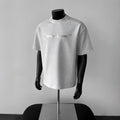 Men's loose fit pure cotton short sleeve shirt in light grey with letter pattern