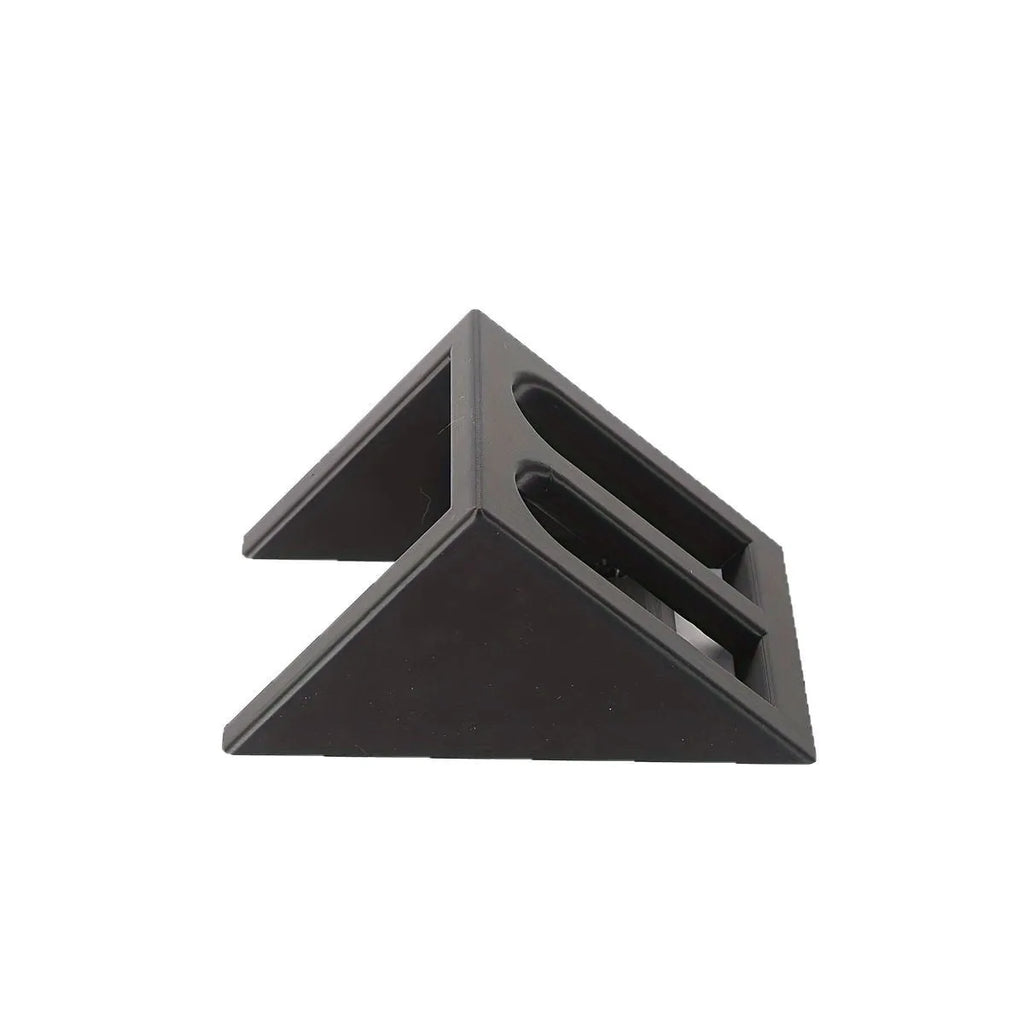 Black plastic punk-style pistol display stand for toy guns and replicas.