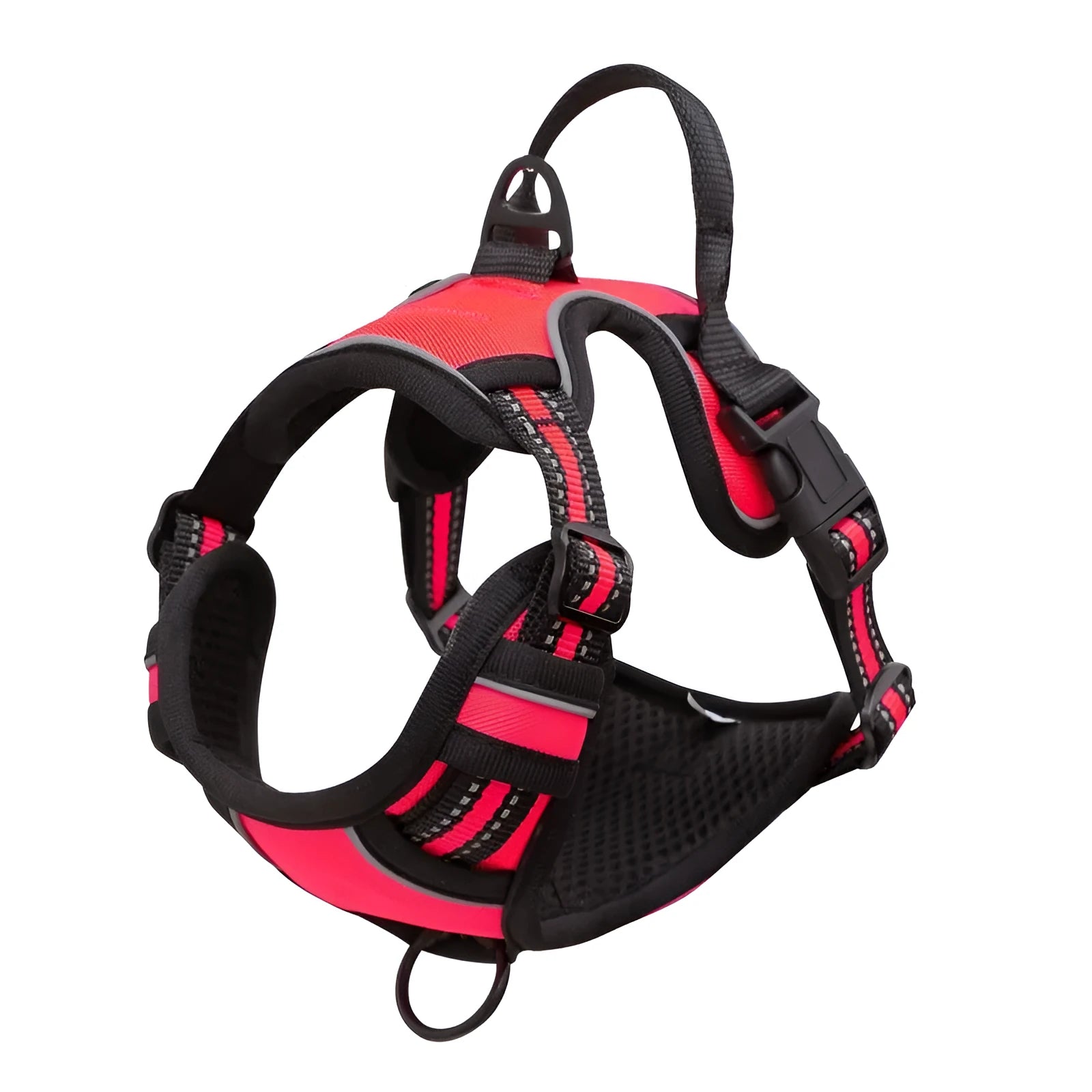 Adjustable Oxford cloth dog harness with a control handle on the strap, shown in a choice of colours.