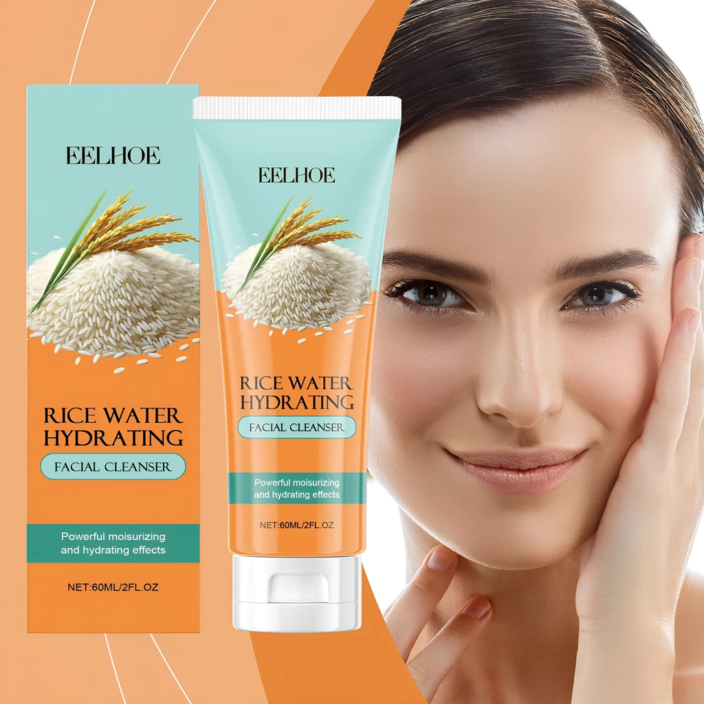 60ml tube of gentle rice facial cleanser with sodium hyaluronate and vitamin E