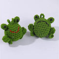 Handmade woven car pendant with small green frog design measuring 15cm long