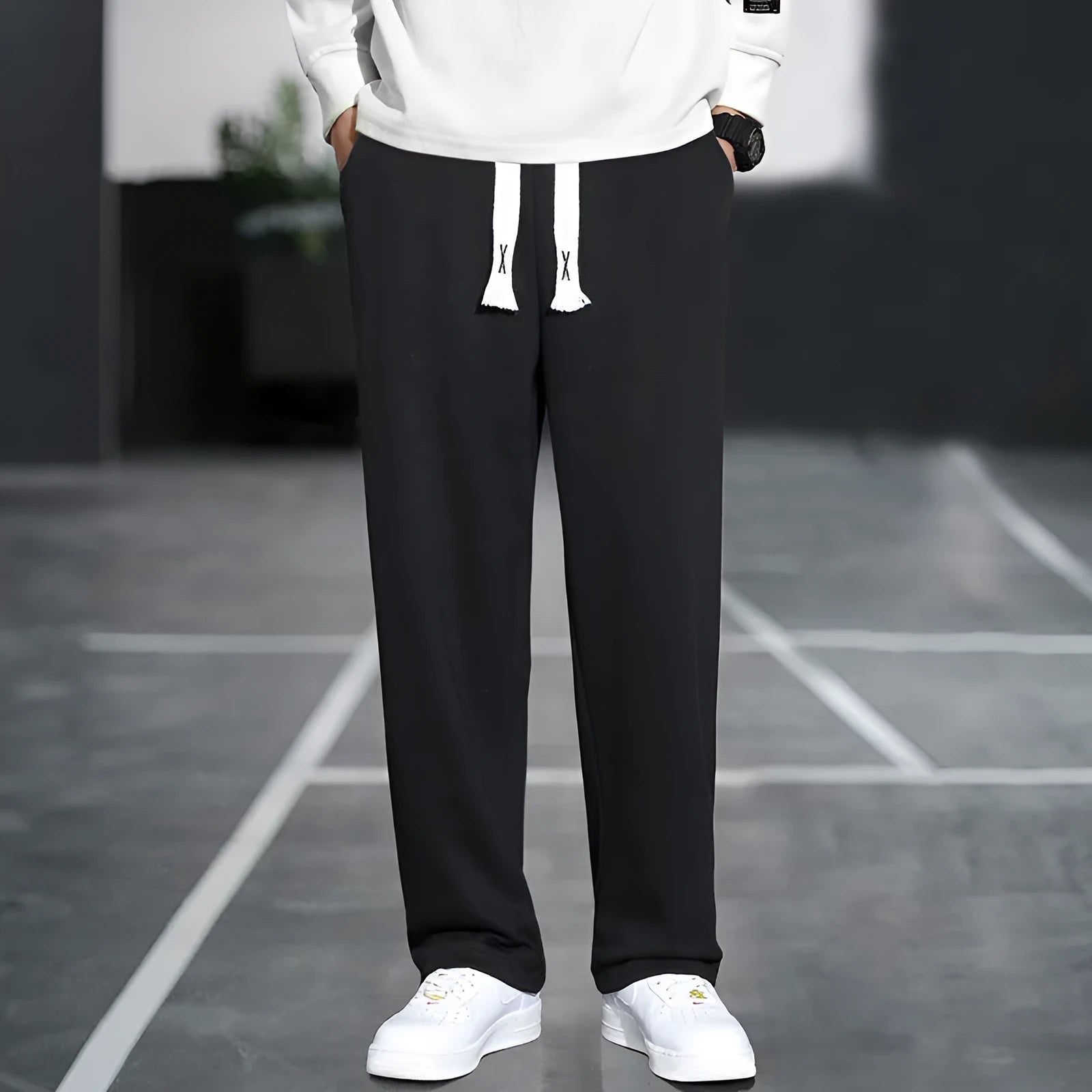 Men's high-waist casual trousers in bamboo fibre blend with multiple pockets