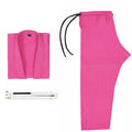 Brazilian Jiu-jitsu training clothing set in cotton blend fabric showing top and trousers in multiple colour options