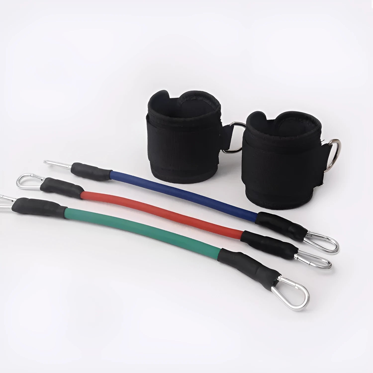 Black taekwondo pull rope training set for kicking drills and explosive leg force development
