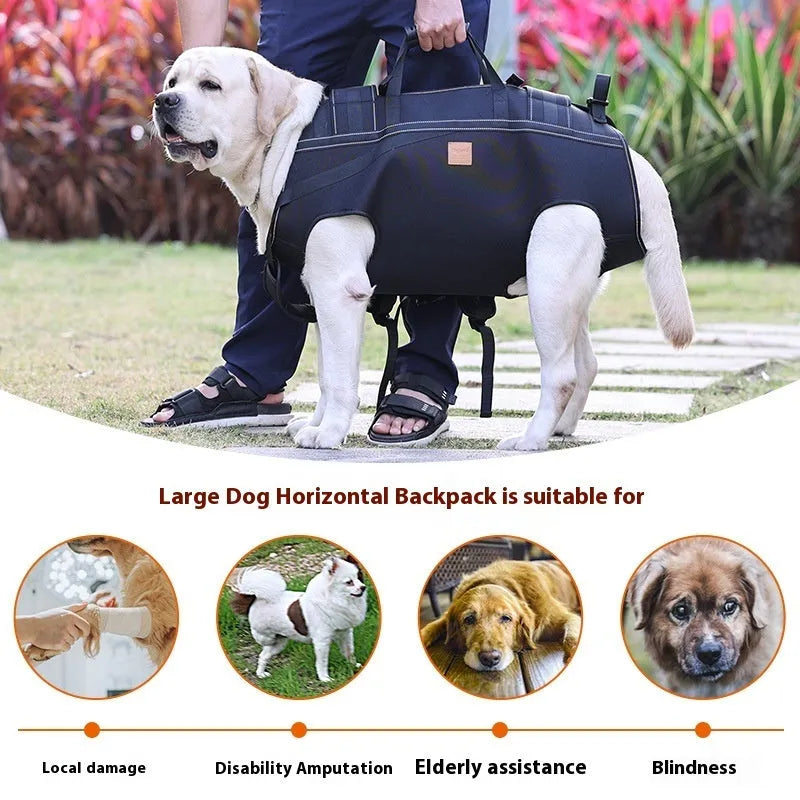 Black Oxford cloth dog backpack carrier for medium and large pets in three size options