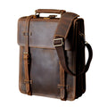 Brown first layer cowhide leather backpack with curved straps and dacron lining, 40x30x10cm