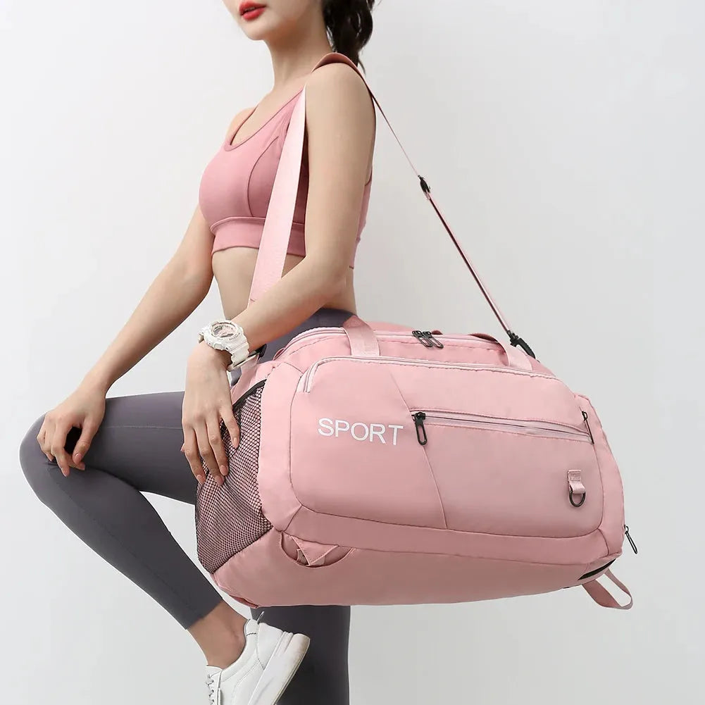 Waterproof gym backpack with separate shoes compartment and multiple pockets in light green colour