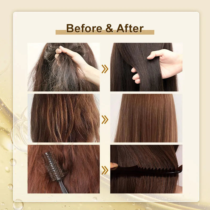 Yellow 50ml bottle of essential hair oil for curly hair scalp care and split end repair.