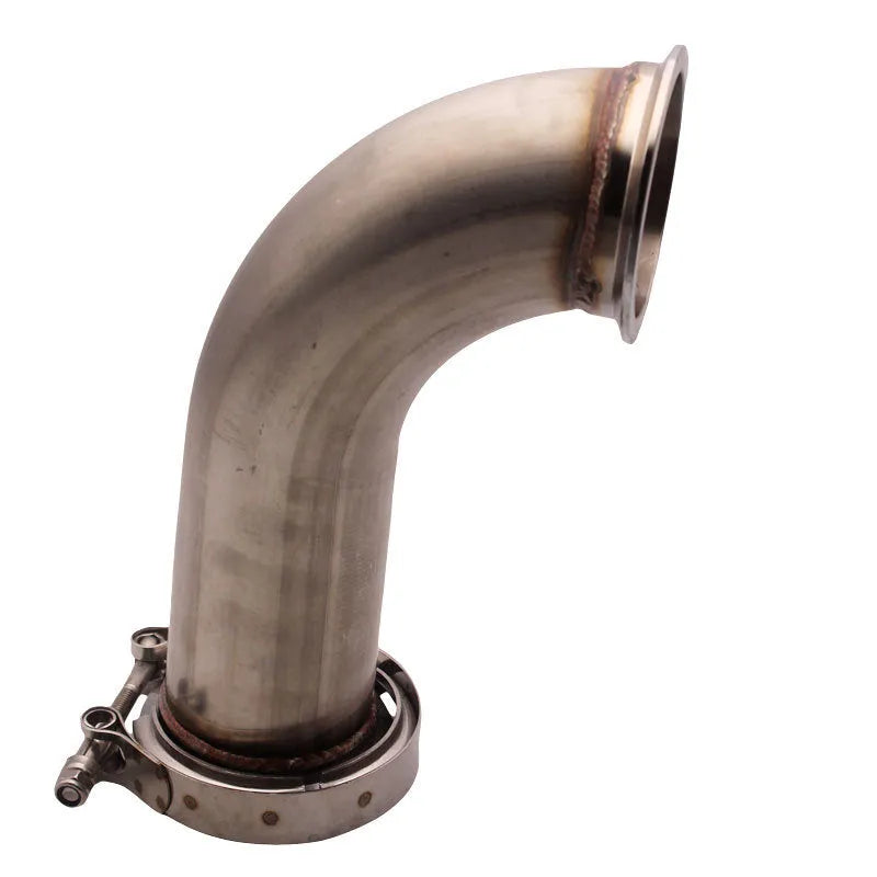 Stainless steel downpipe with V-clamp design measuring 35cm in length