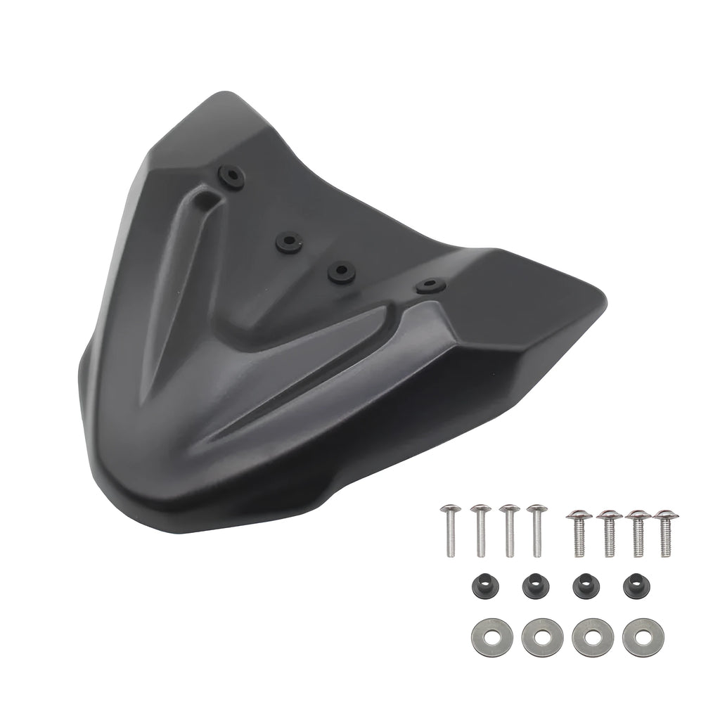 Black ABS fixed wind front wing motorcycle accessory for KTM Adventure models.