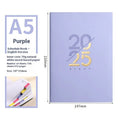 A5 daily schedule book with soft faux leather cover in various colours including pink, yellow, purple, blue and green