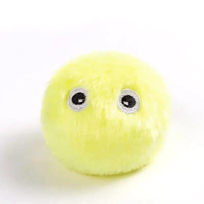 Blue, pink and yellow interactive cat toy balls that make animal sounds