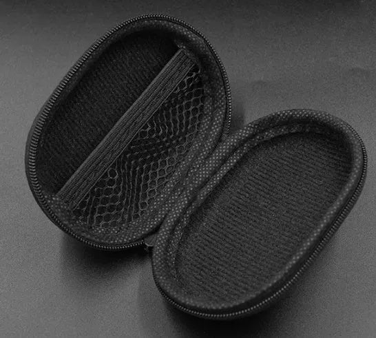Black oval leather earphone storage case for EDX PRO and ZEX PRO models