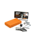 Speedy Seal emergency car tyre repair tool kit with rubber strip plugs, gauge, and tools in a yellow case.