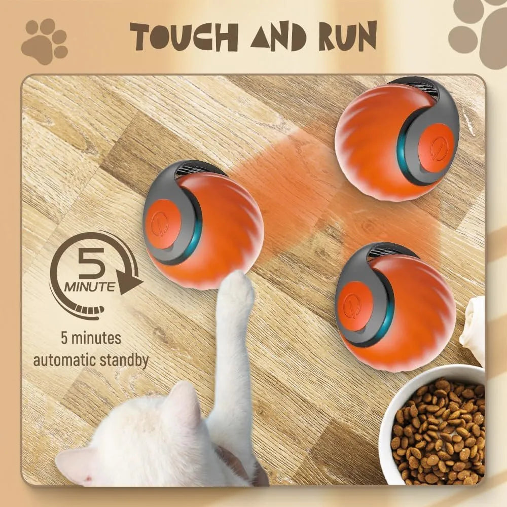 Interactive rolling ball pet toy with touch activation in blue colour