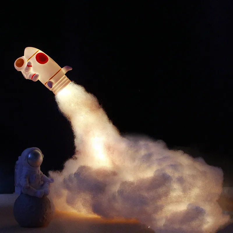 DIY astronaut rocket LED night light kit with 24cm straw structure on 19cm circular base