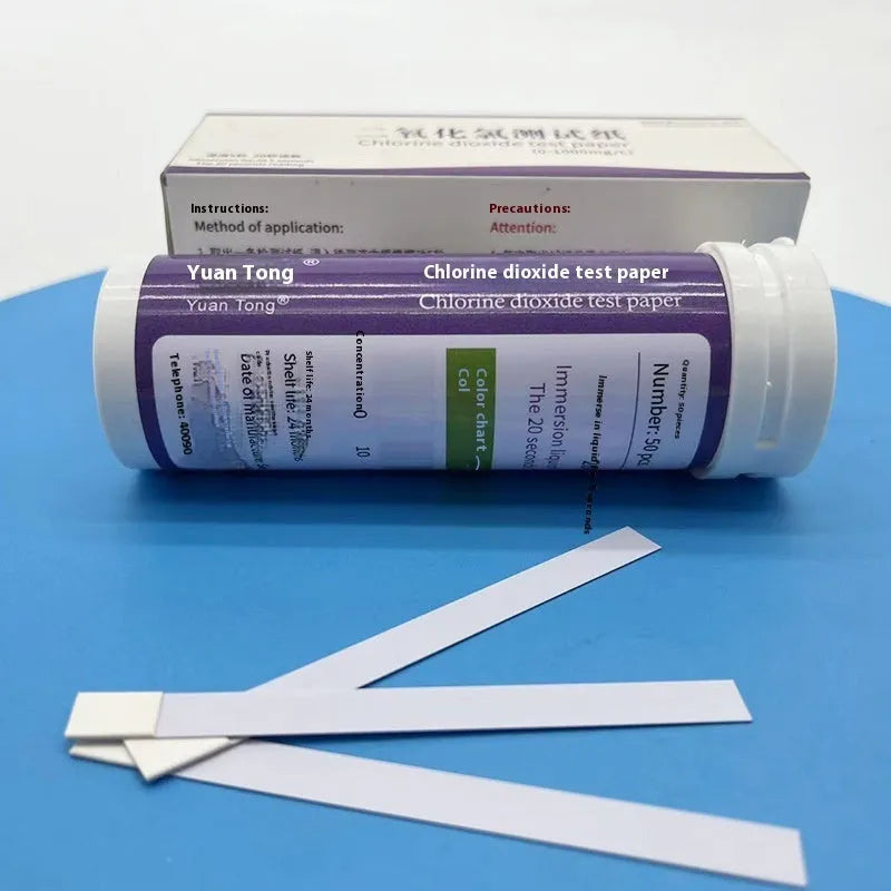 Chlorine dioxide test paper bottle with 50 pieces for waste water concentration detection 0-1000mg/L
