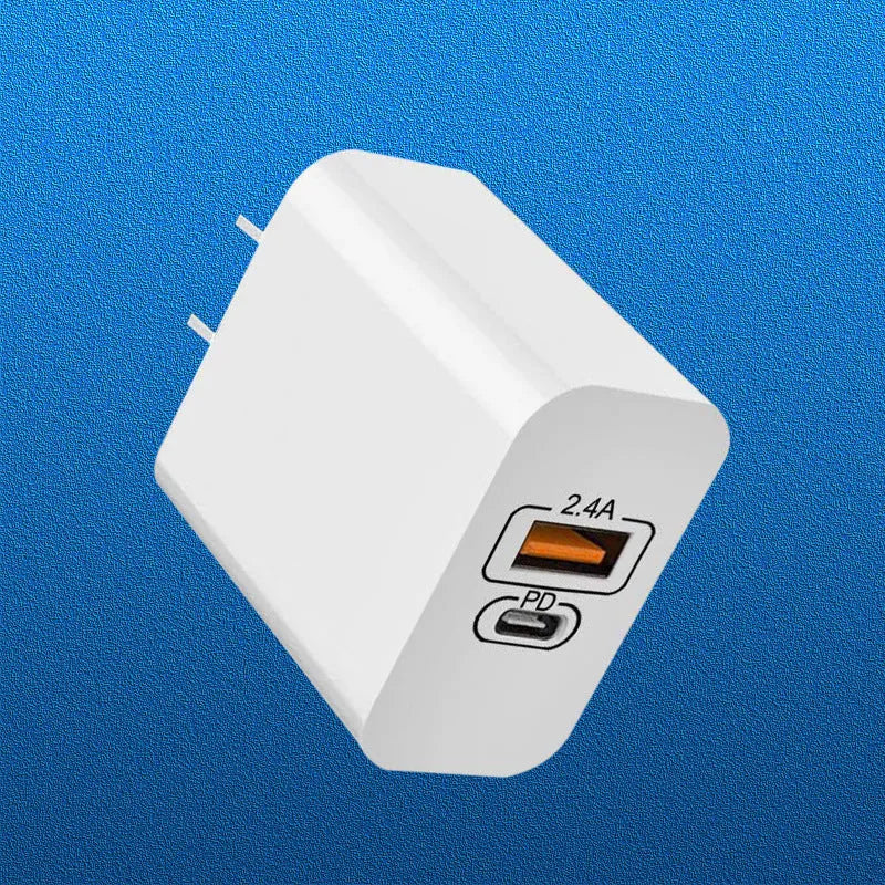 Travel charger with fast charge PD interface for Android phones in bare metal finish