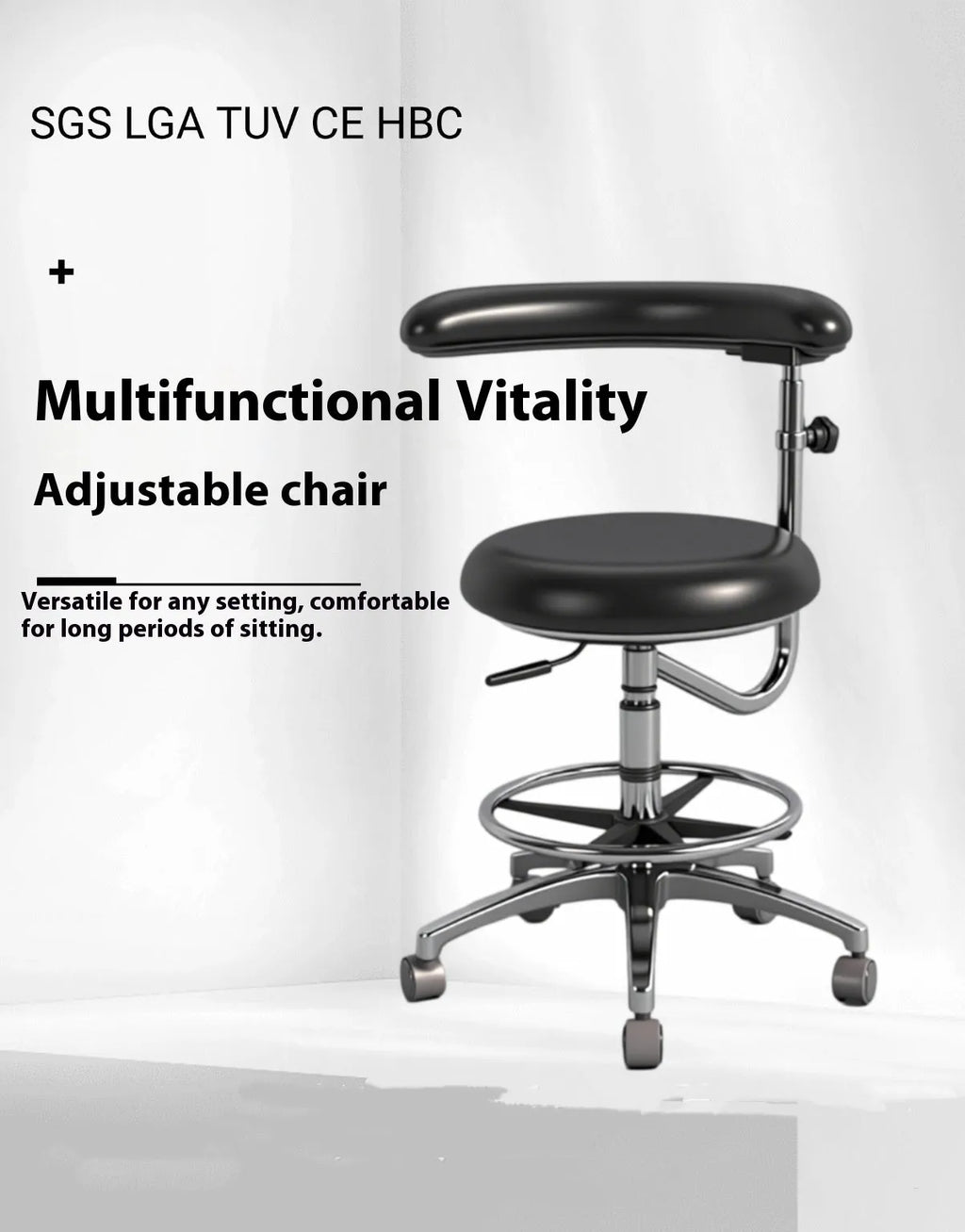 Black leather dental hospital chair for clinics and surgeries