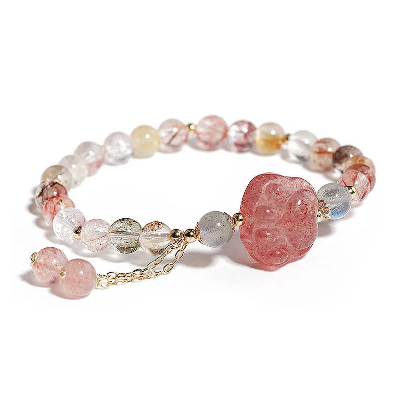 Handmade women's crystal bracelet with natural stones in Korean style design