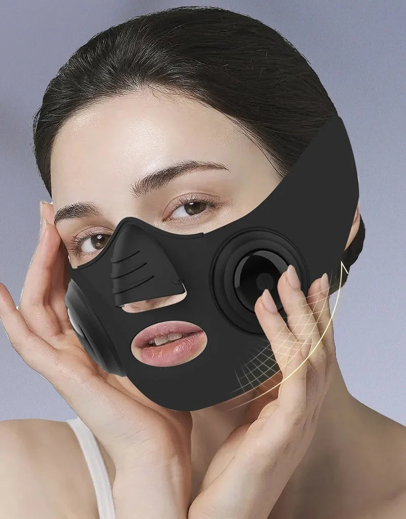 Black photon rejuvenation mask beauty device for home facial treatment with USB connection