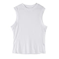 Men's white loose fit fitness vest with stretch quick-dry fabric for summer sports