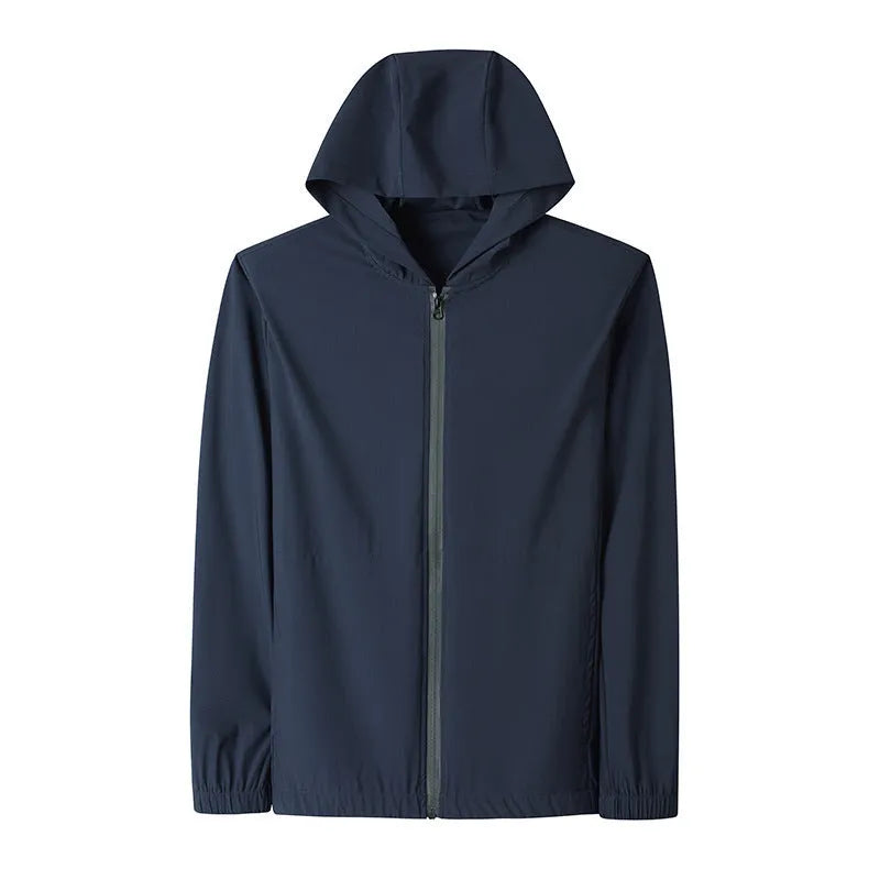 Korean-style loose grey sun-protective hooded suit with trousers for summer leisure wear