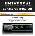 Car stereo receiver with Bluetooth, USB port, SD card slot and auxiliary input for vehicle audio