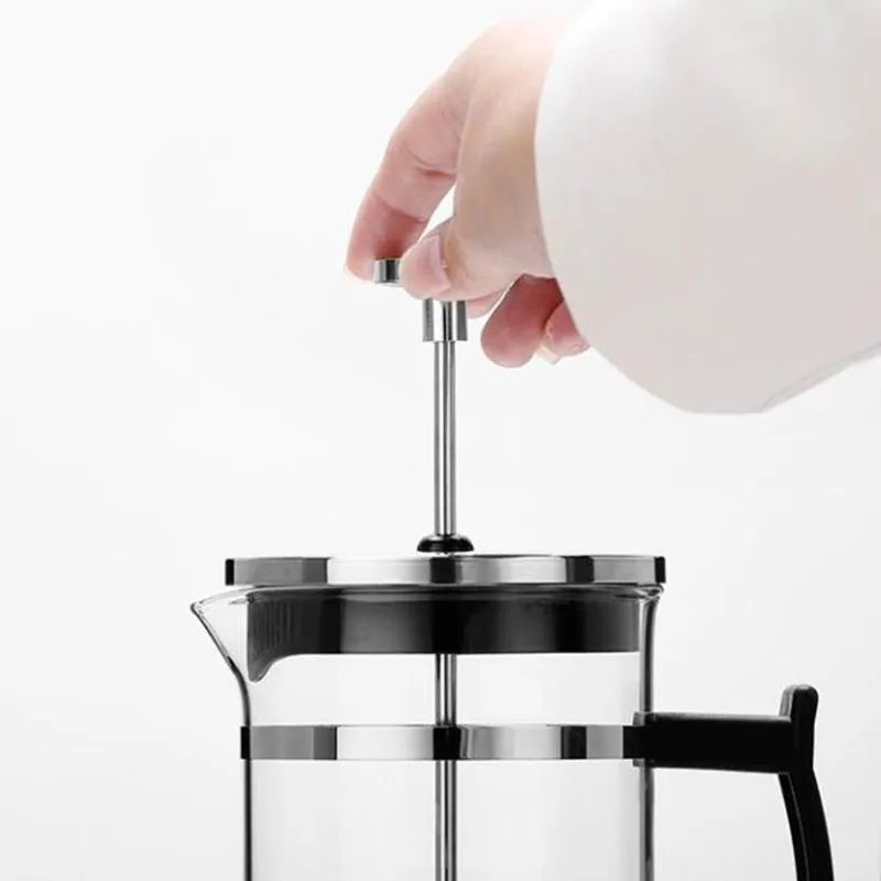 Small glass and stainless steel stovetop coffee maker with 350 ml capacity