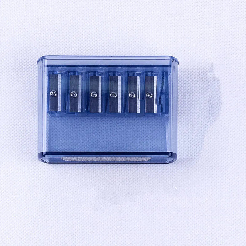 LK06 manual pencil sharpener with six holes and metal blades on ABS plastic body