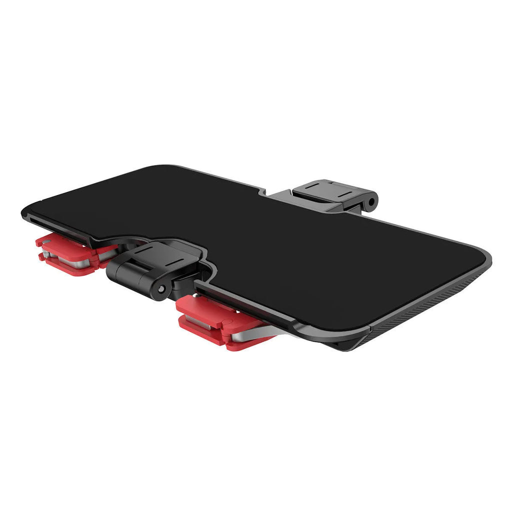 Black PG-9137 mobile phone gaming trigger stand with adjustable metal trigger and telescopic phone clip.