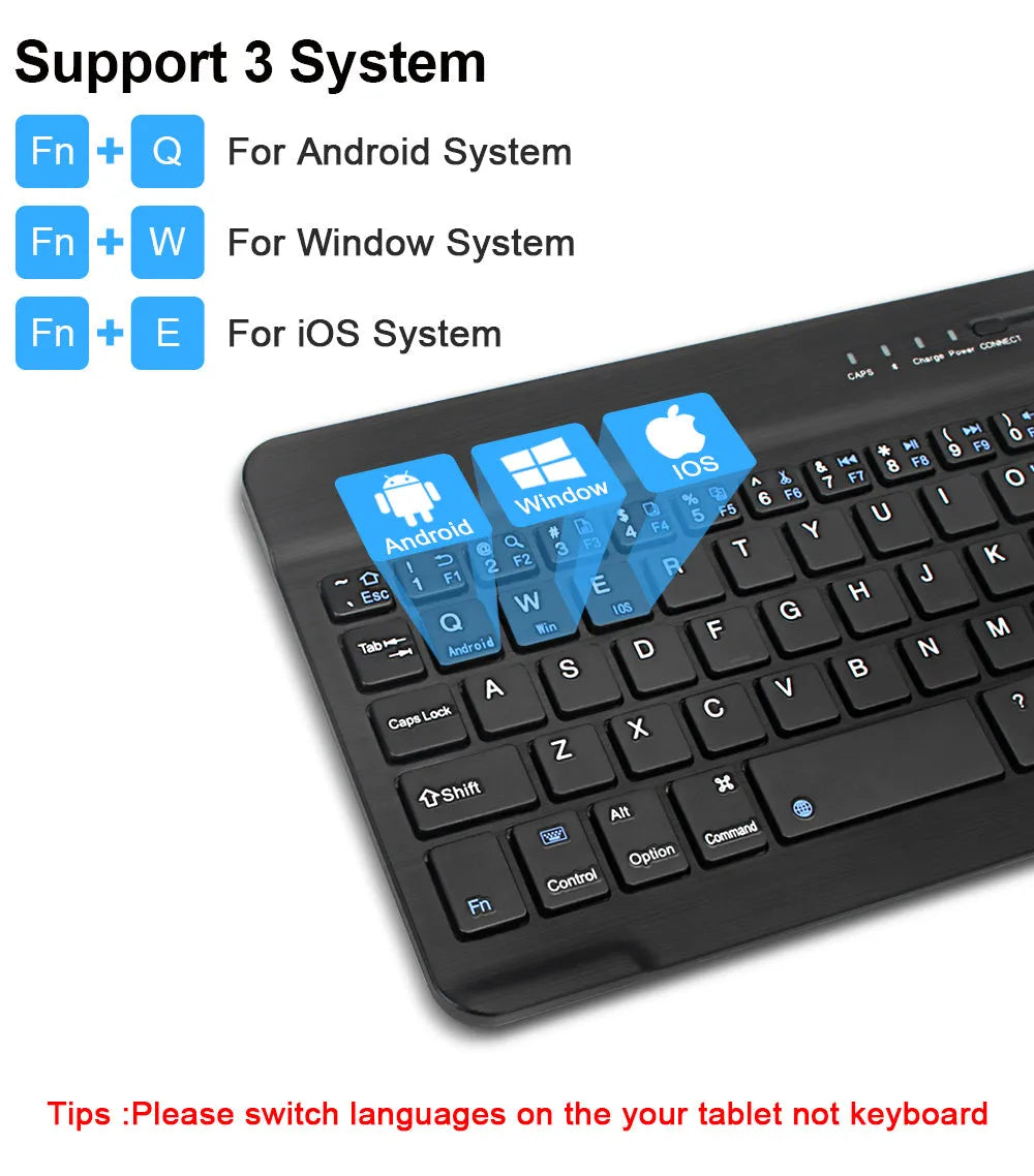 Mini black or white Bluetooth wireless keyboard for tablets with long battery life