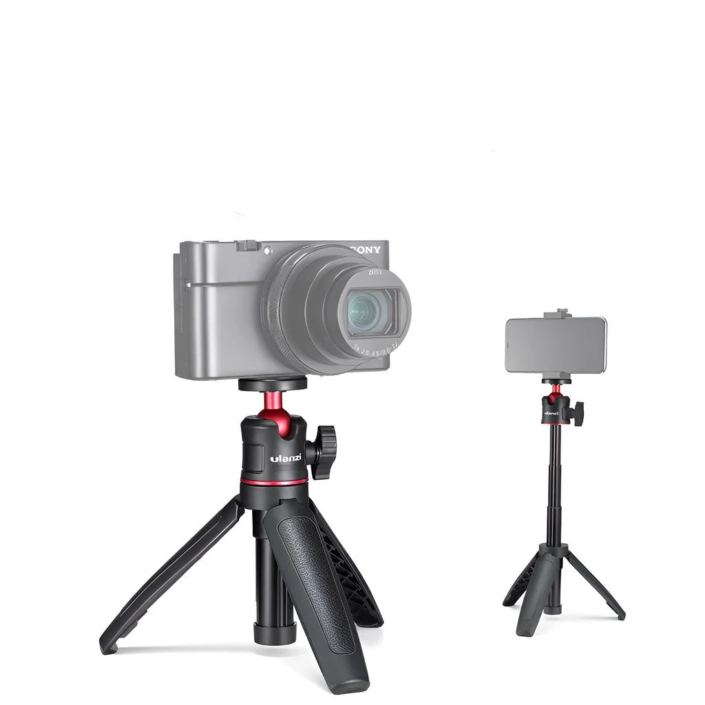 Compact aluminium desktop tripod with extension selfie stick for mobile phones